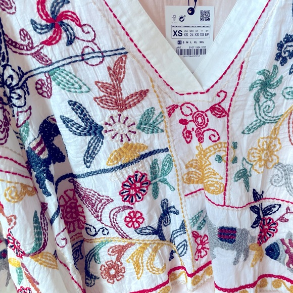 NWT ZARA EMBROIDERED V-NECK TOP - Picture 6 of 6